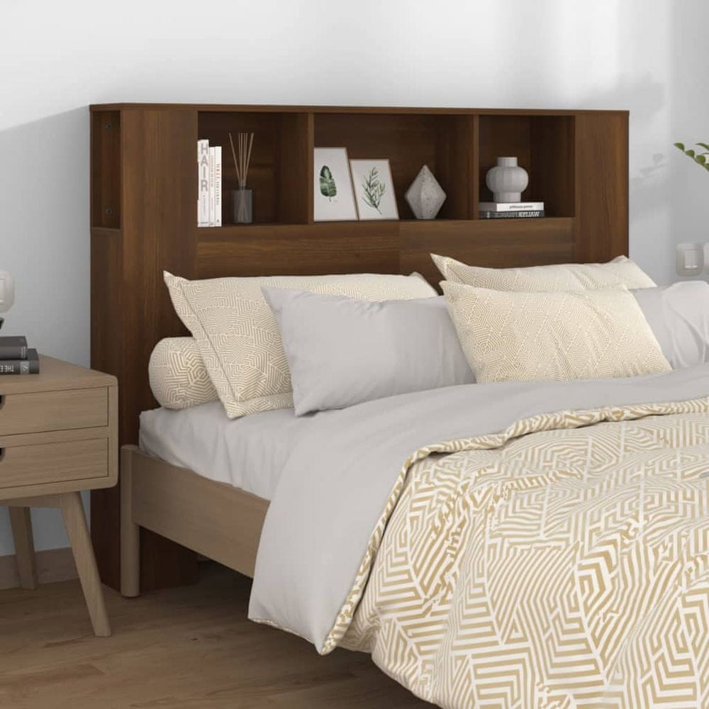 Vidaxl Čelo postele s policami, hnedý dub, 140x18,5x104,5 cm